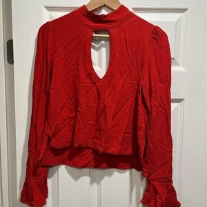 Free People Red Long Sleeve Top